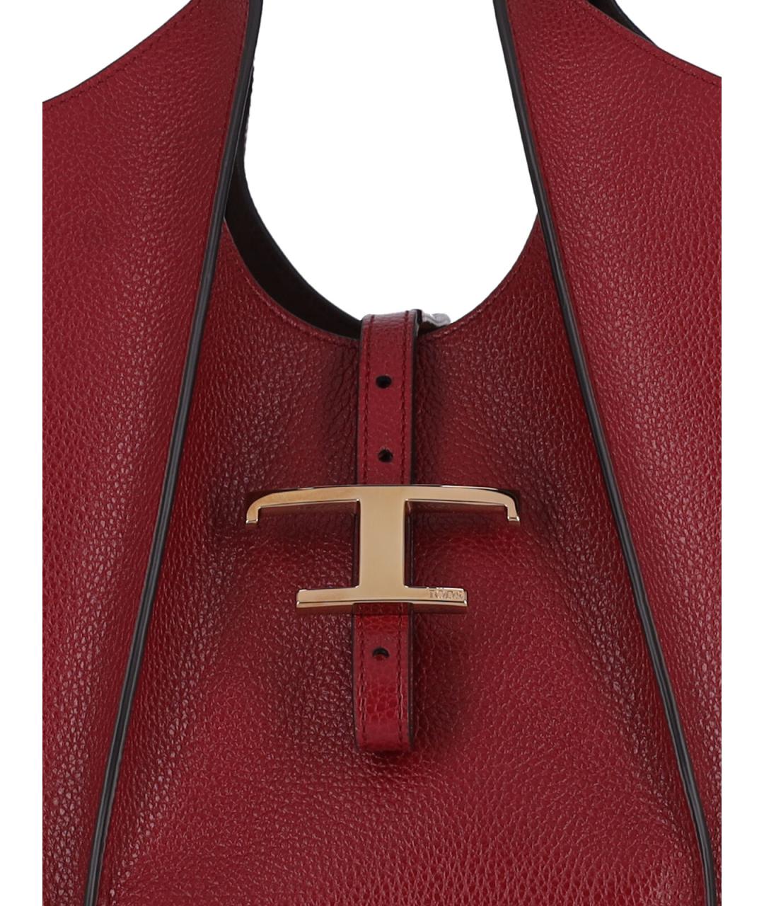 TOD'S Красная кожаная сумка тоут, фото 5