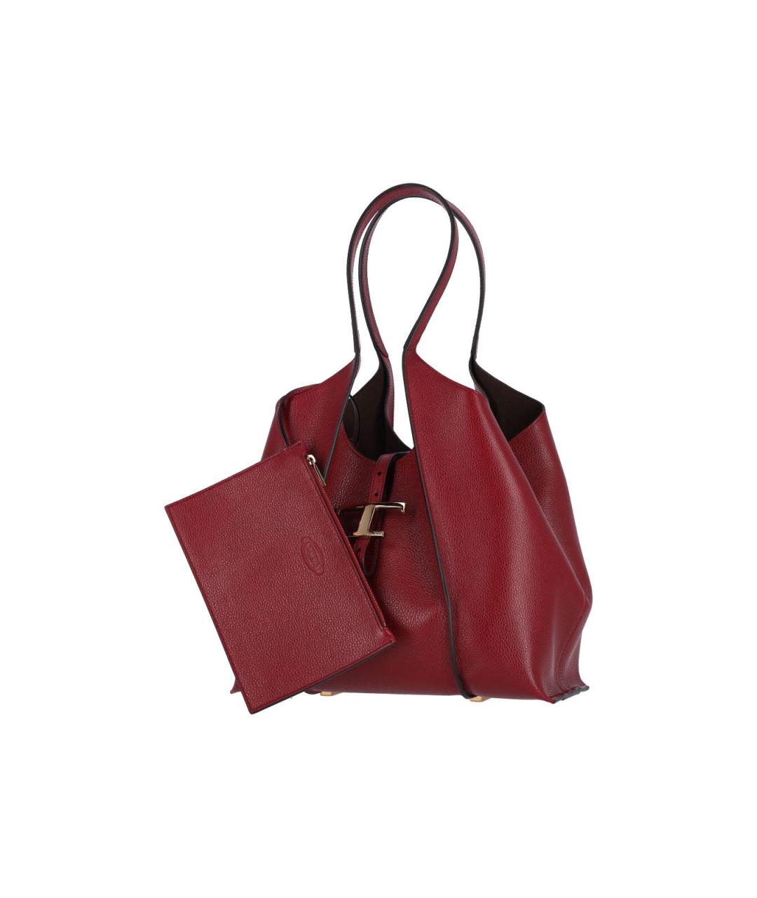 TOD'S Красная кожаная сумка тоут, фото 3