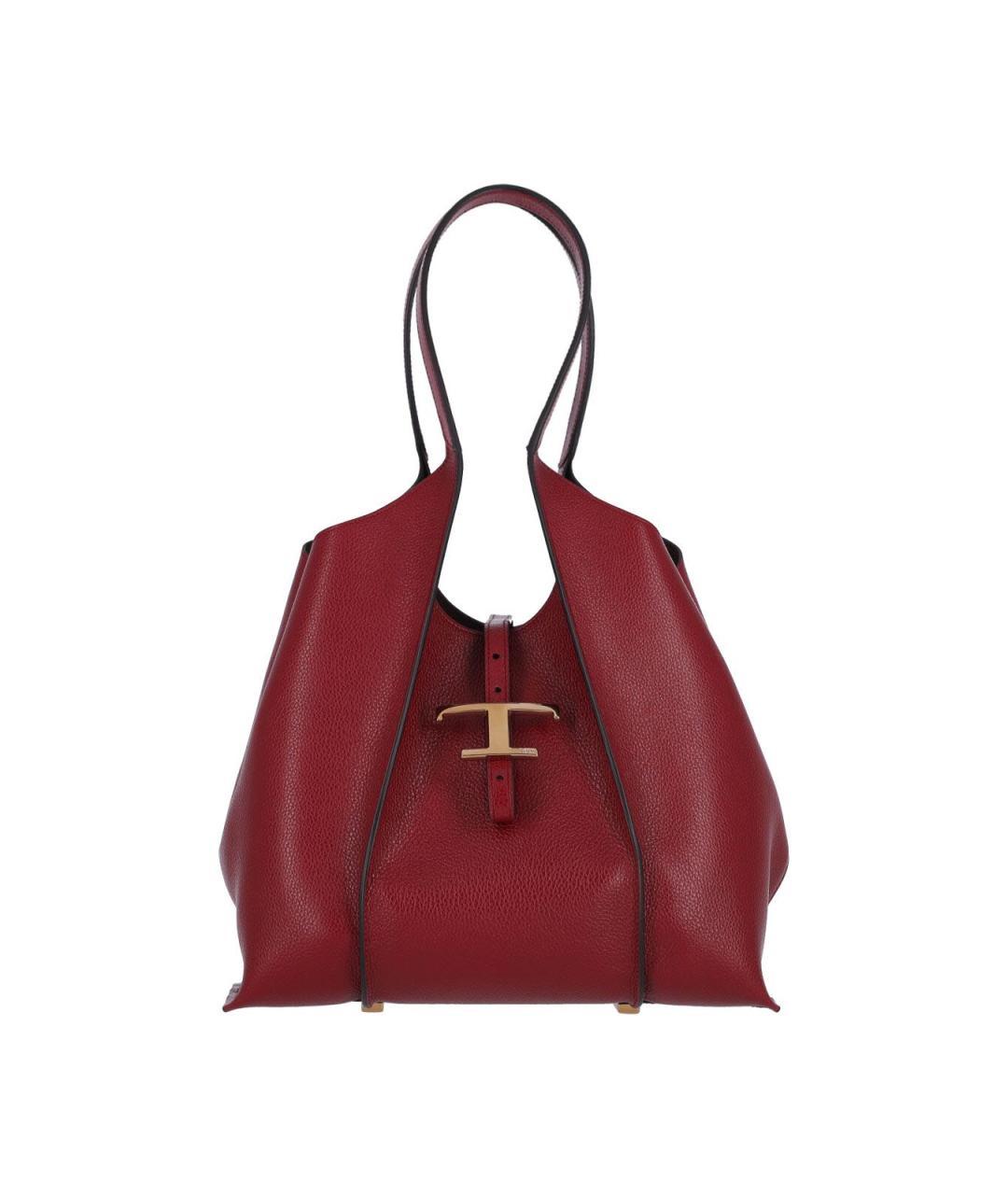 TOD'S Красная кожаная сумка тоут, фото 1