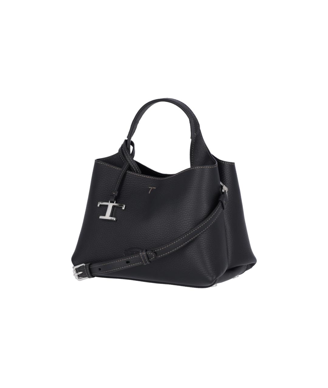 TOD'S Черная кожаная сумка тоут, фото 2