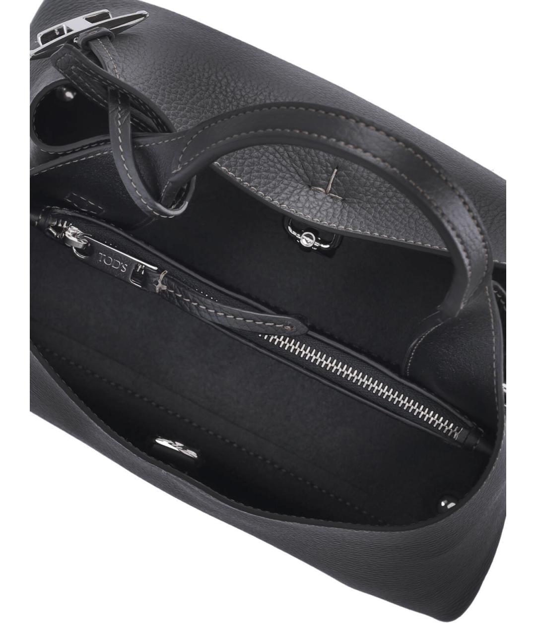 TOD'S Черная кожаная сумка тоут, фото 4