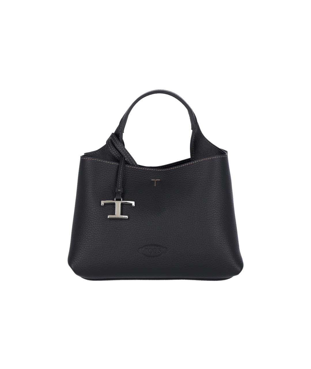 TOD'S Черная кожаная сумка тоут, фото 1