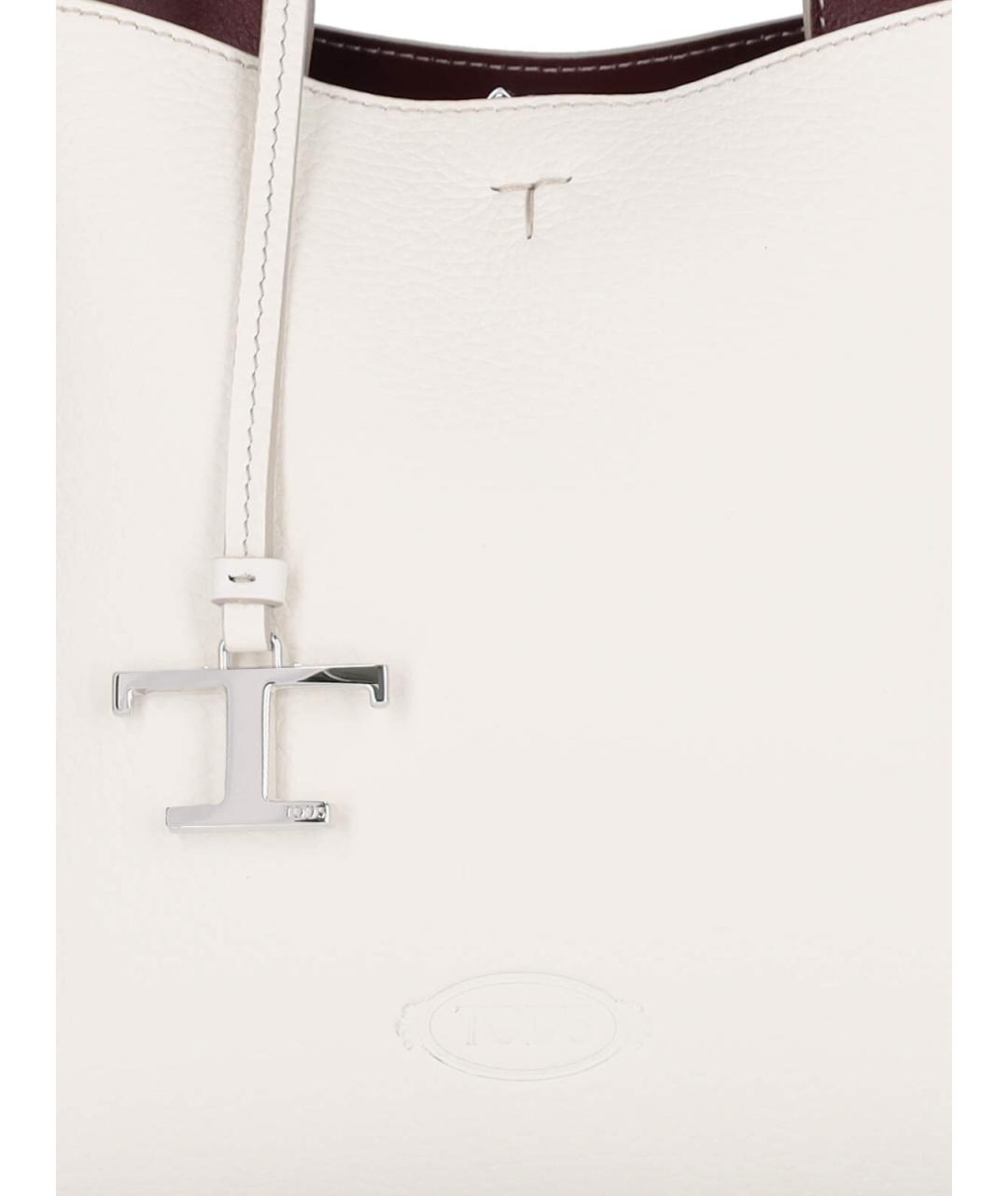 TOD'S Белая кожаная сумка тоут, фото 4