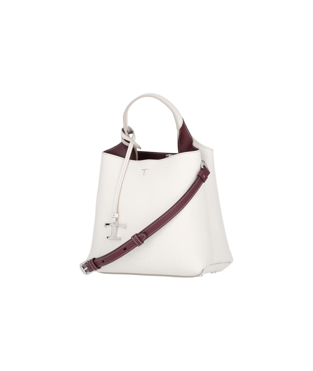 TOD'S Белая кожаная сумка тоут, фото 2