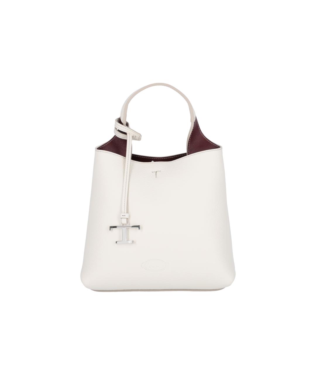 TOD'S Белая кожаная сумка тоут, фото 1