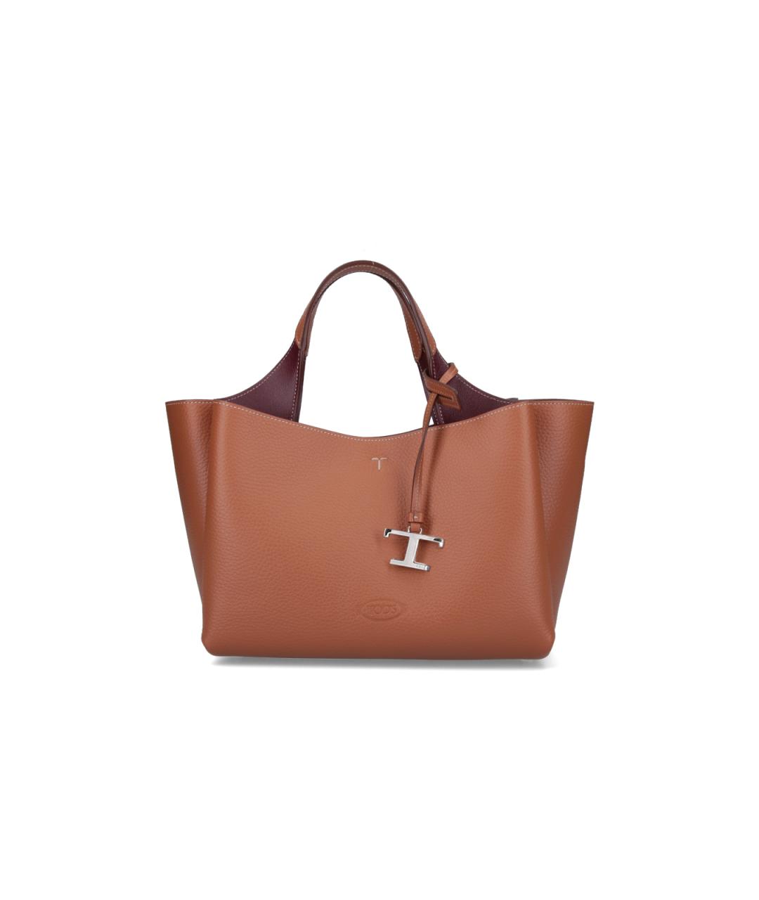TOD'S Коричневая кожаная сумка тоут, фото 1
