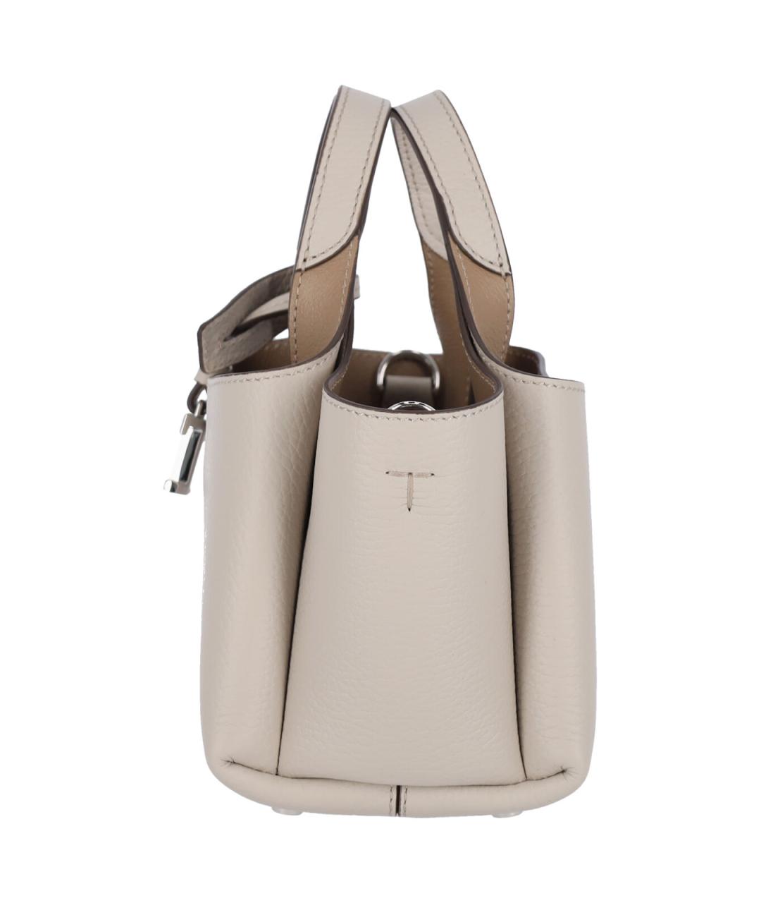 TOD'S Бежевая кожаная сумка с короткими ручками, фото 5