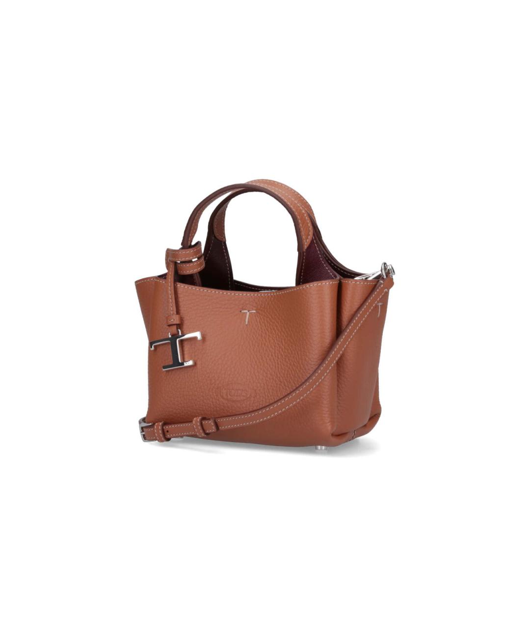 TOD'S Коричневая кожаная сумка тоут, фото 2
