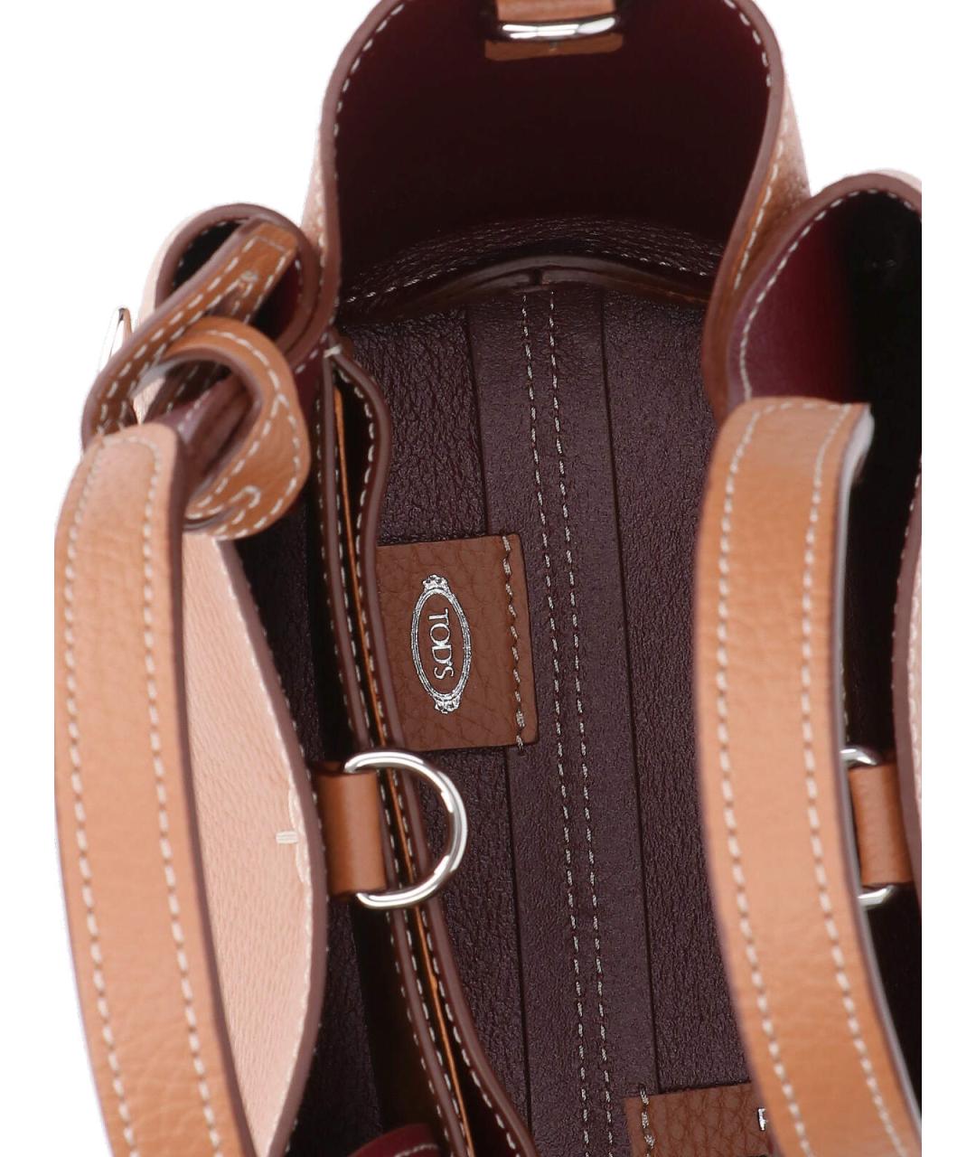 TOD'S Коричневая кожаная сумка тоут, фото 4