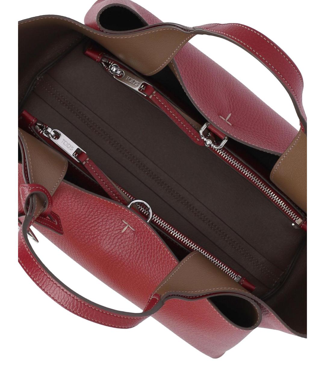 TOD'S Красная кожаная сумка тоут, фото 4