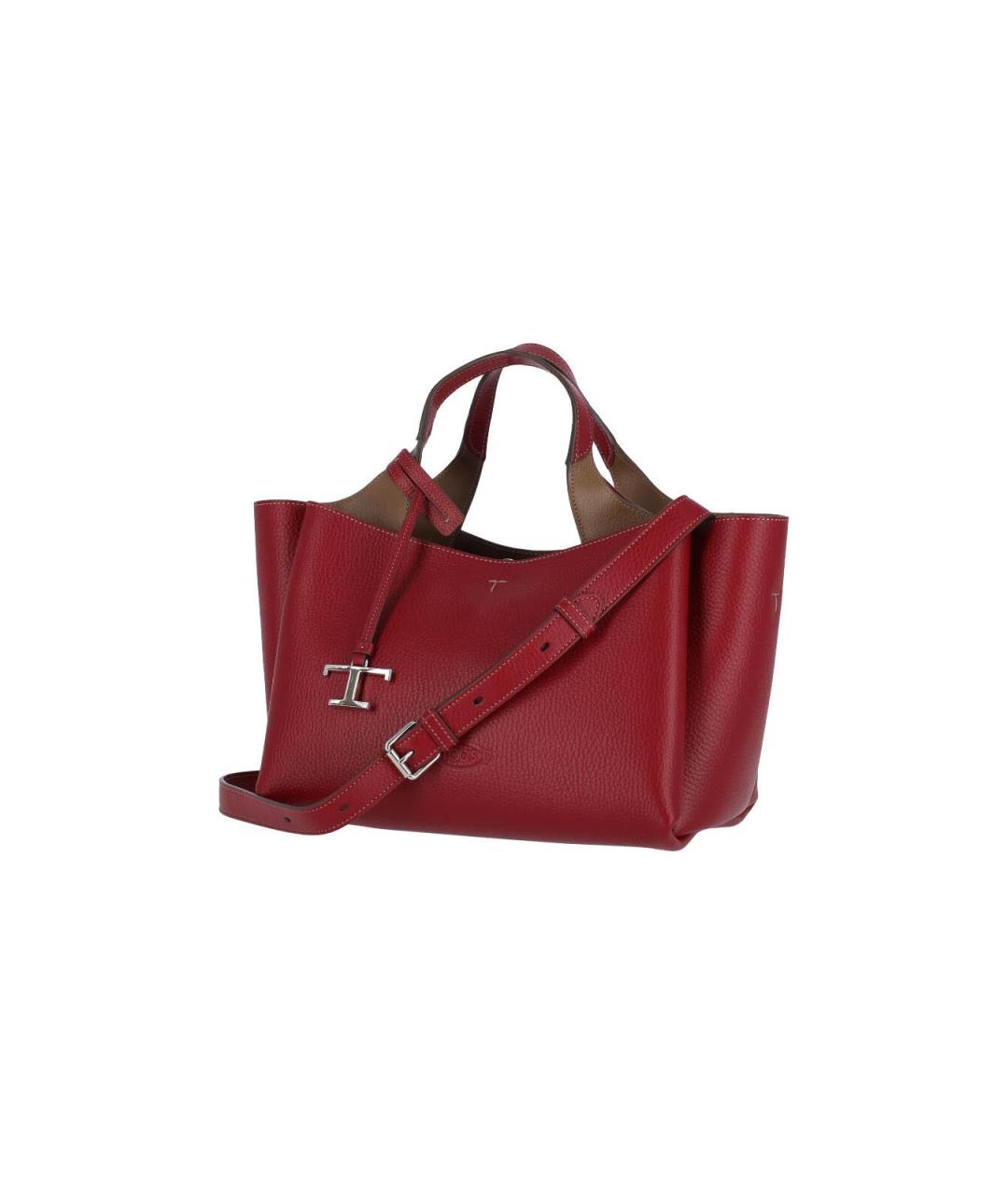 TOD'S Красная кожаная сумка тоут, фото 2