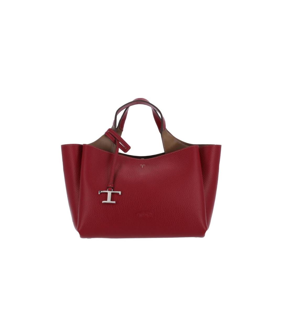 TOD'S Красная кожаная сумка тоут, фото 1