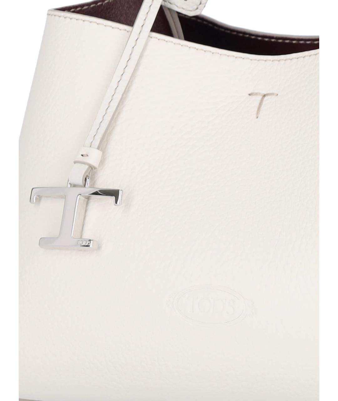 TOD'S Белая кожаная сумка с короткими ручками, фото 4