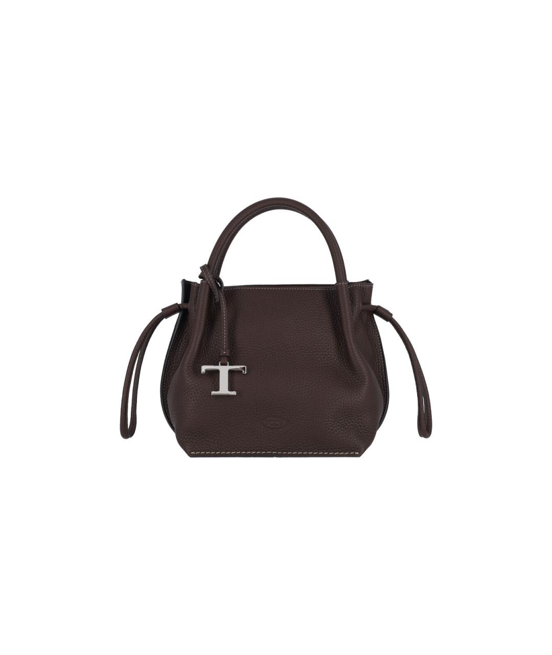 TOD'S Коричневая кожаная сумка с короткими ручками, фото 1