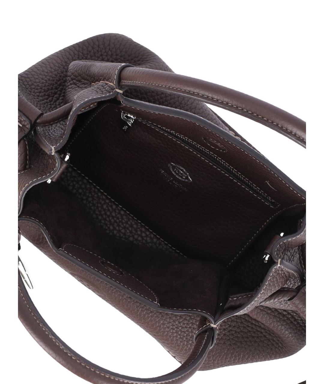 TOD'S Коричневая кожаная сумка с короткими ручками, фото 4