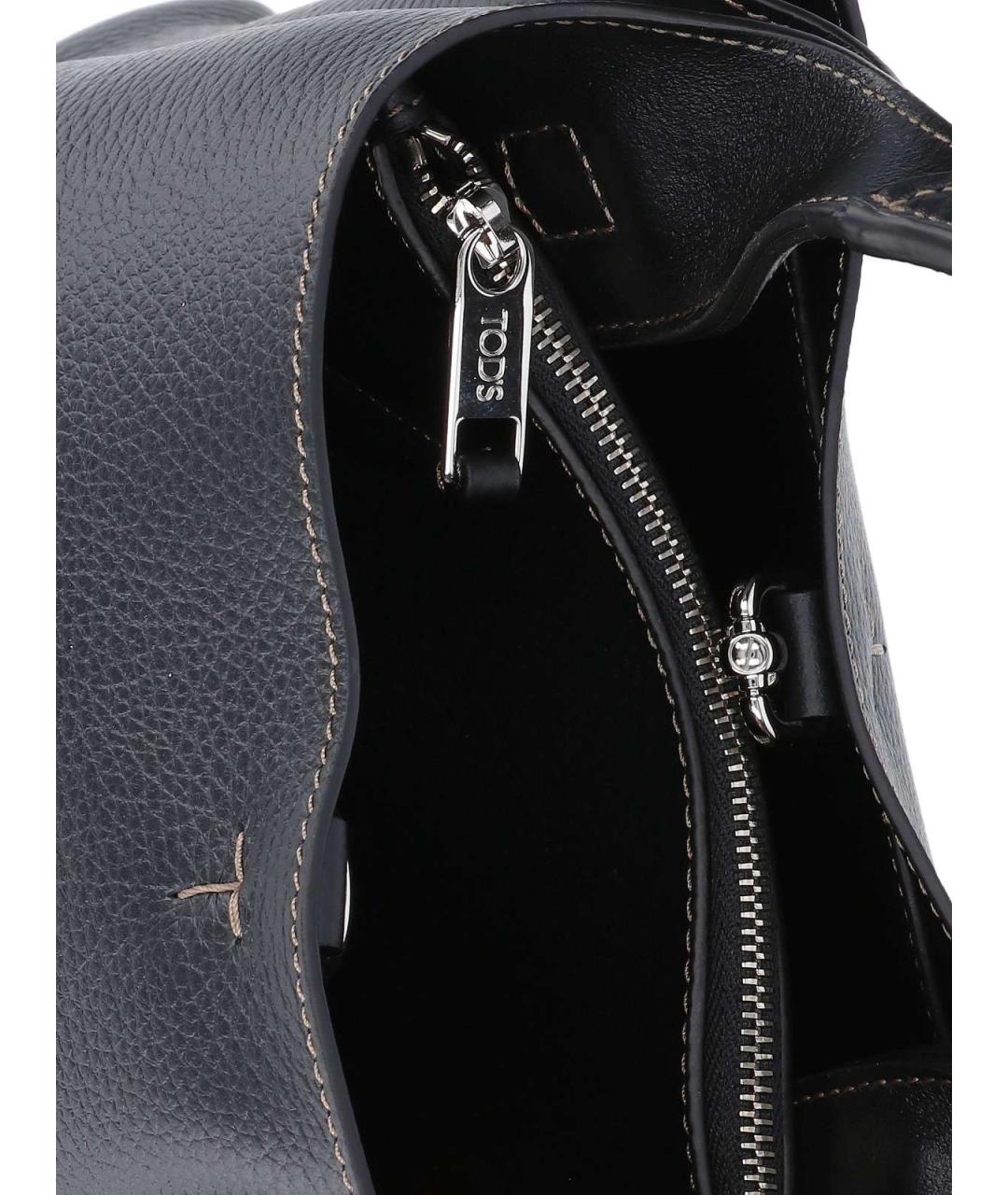 TOD'S Черная кожаная сумка с короткими ручками, фото 4