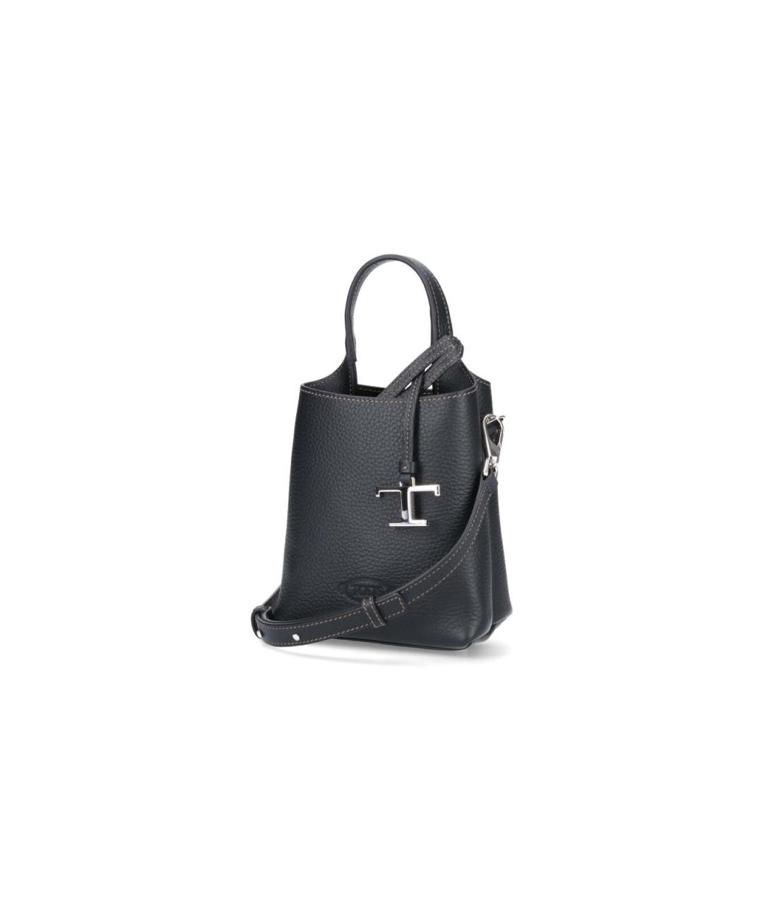 TOD'S Черная кожаная сумка тоут, фото 2