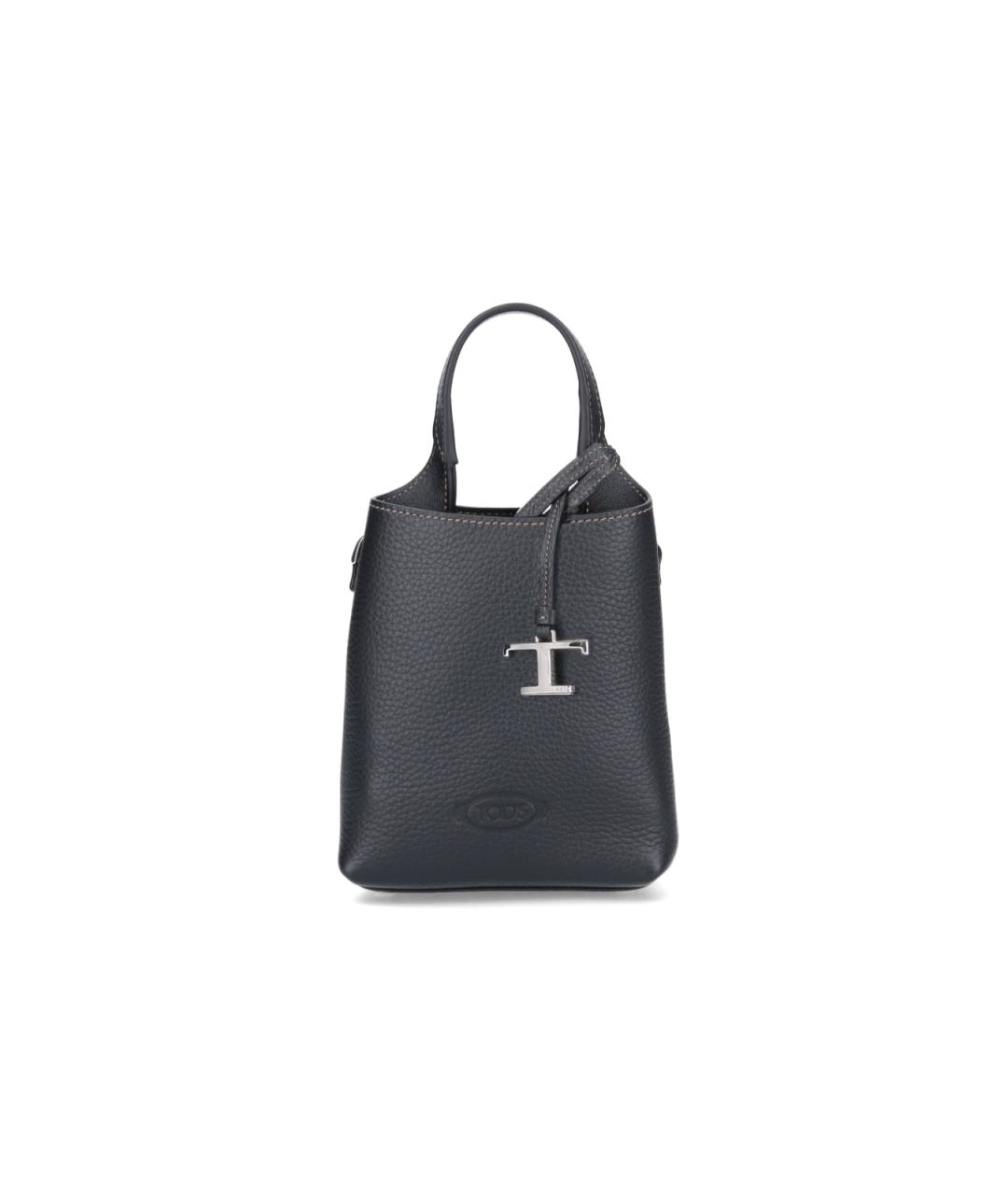 TOD'S Черная кожаная сумка тоут, фото 1