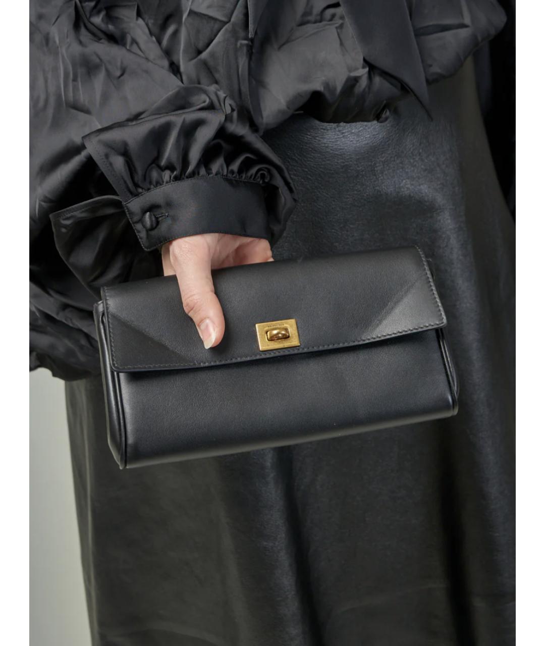 BALENCIAGA Черный кожаный кошелек, фото 4
