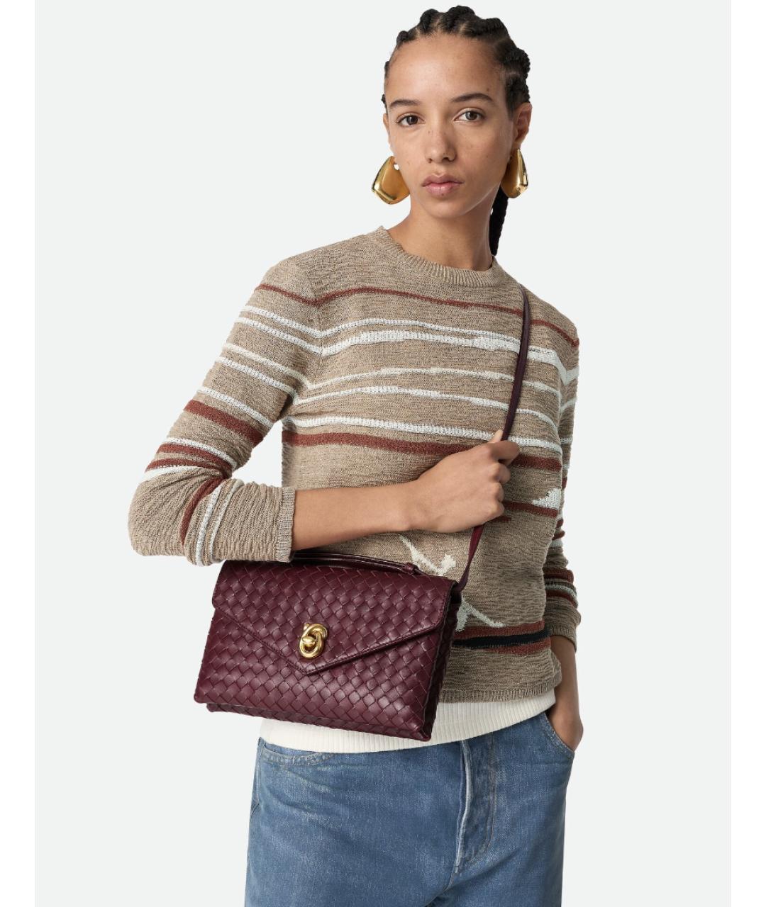 BOTTEGA VENETA Бордовая кожаная сумка через плечо, фото 4