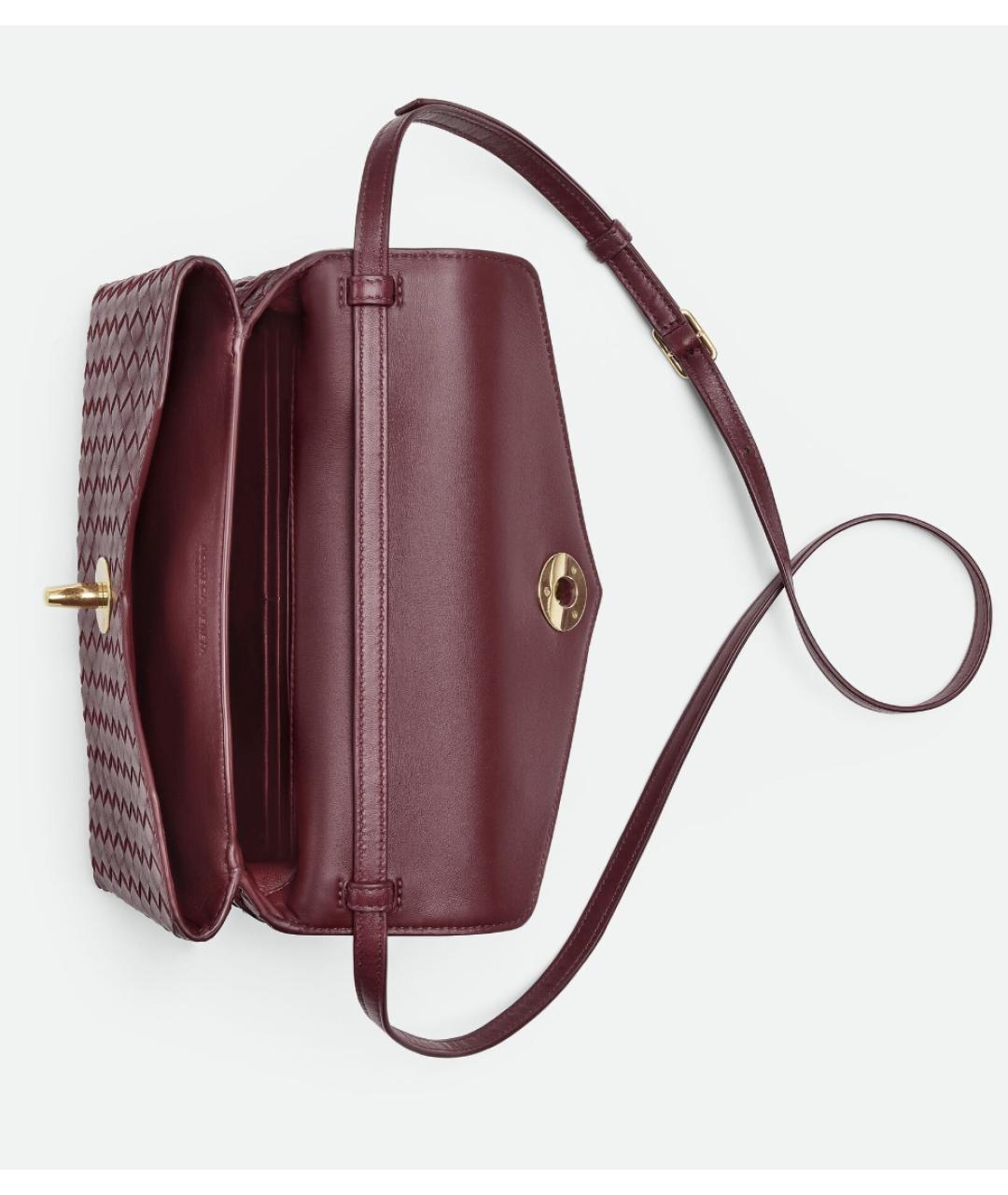 BOTTEGA VENETA Бордовая кожаная сумка через плечо, фото 5