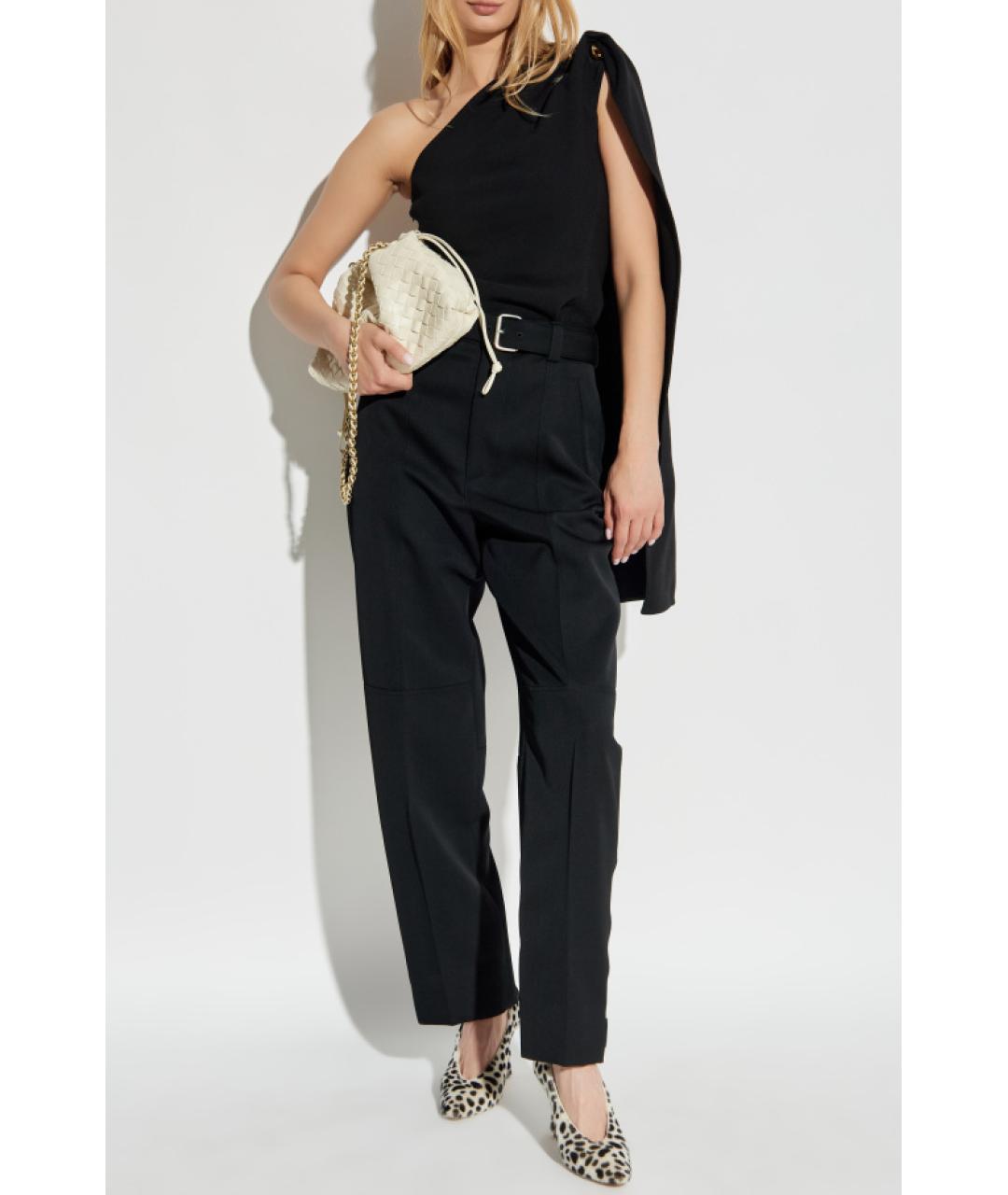 BOTTEGA VENETA Черные хлопковые прямые брюки, фото 2