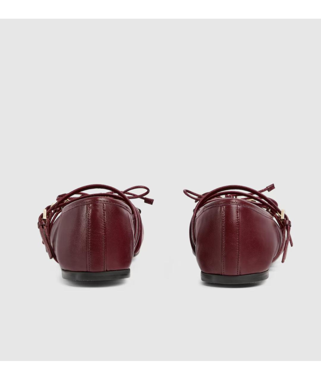 GUCCI Бордовые кожаные балетки, фото 3