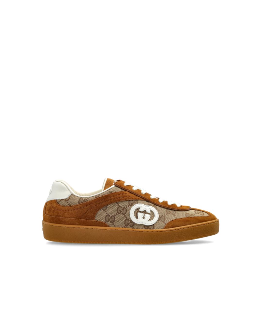 GUCCI Коричневые кожаные кеды, фото 1