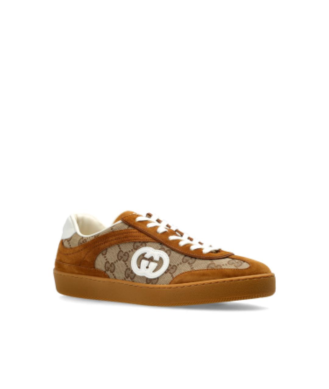 GUCCI Коричневые кожаные кеды, фото 3