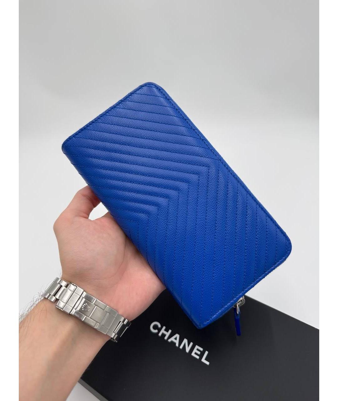 CHANEL Синий кожаный кошелек, фото 4
