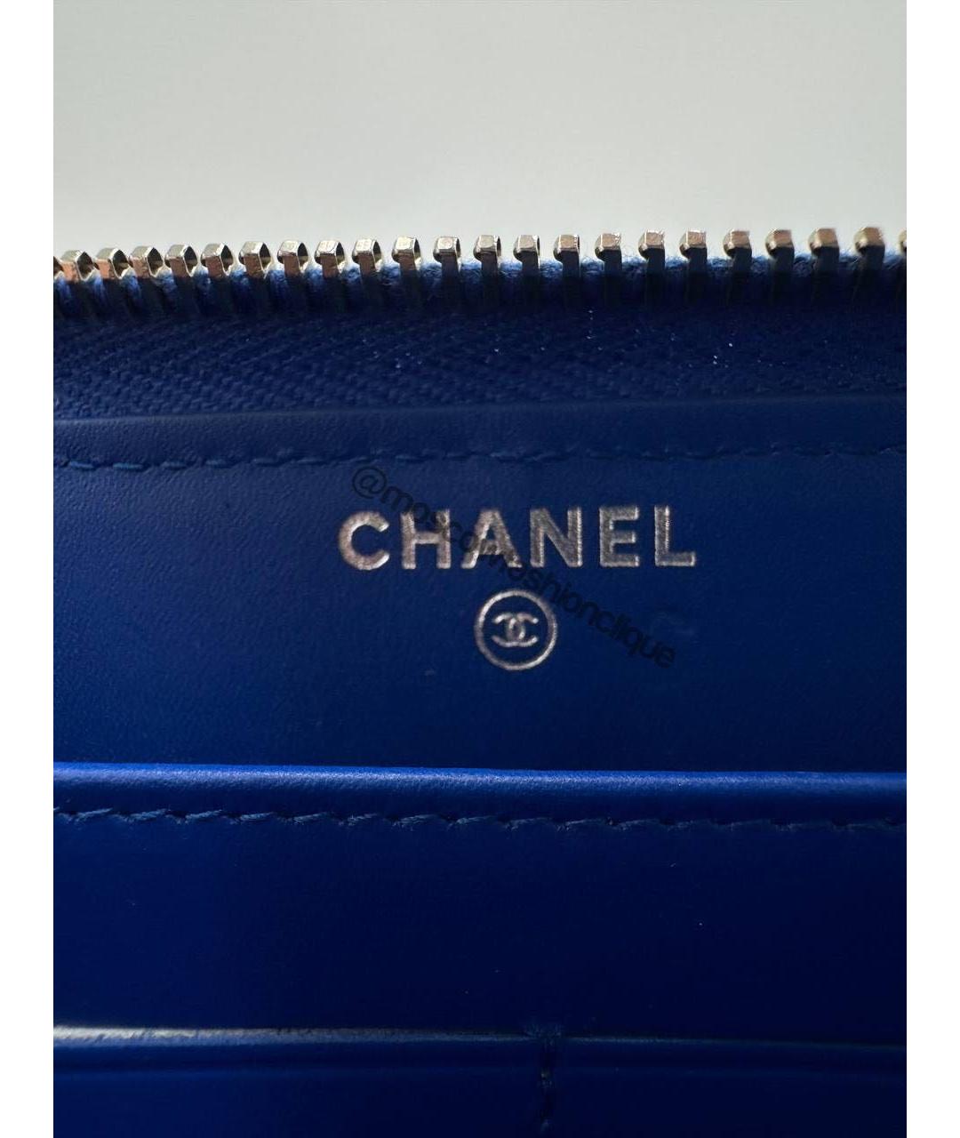 CHANEL Синий кожаный кошелек, фото 7
