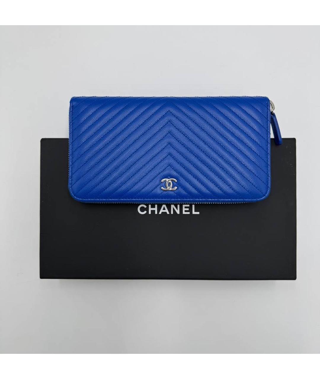 CHANEL Синий кожаный кошелек, фото 2