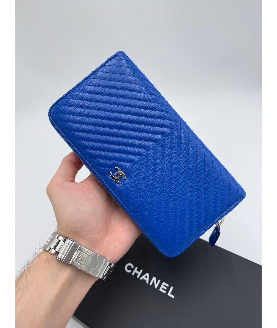 CHANEL Синий кожаный кошелек, фото 3