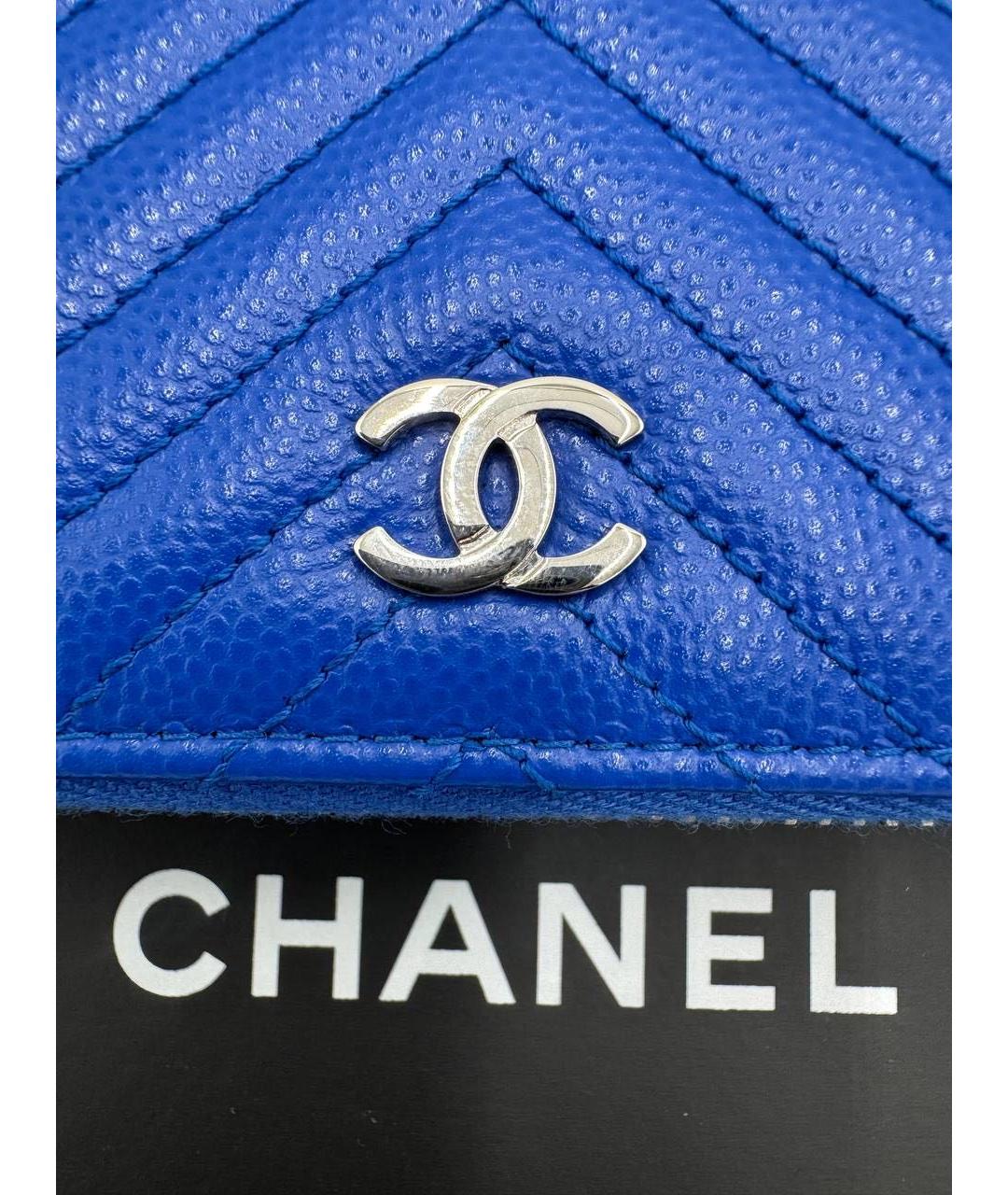CHANEL Синий кожаный кошелек, фото 6