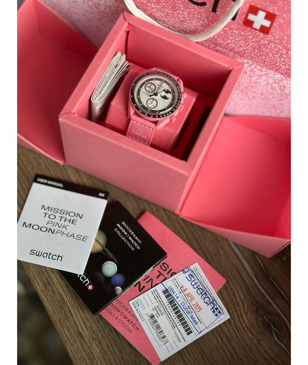 OMEGA Розовые часы, фото 6