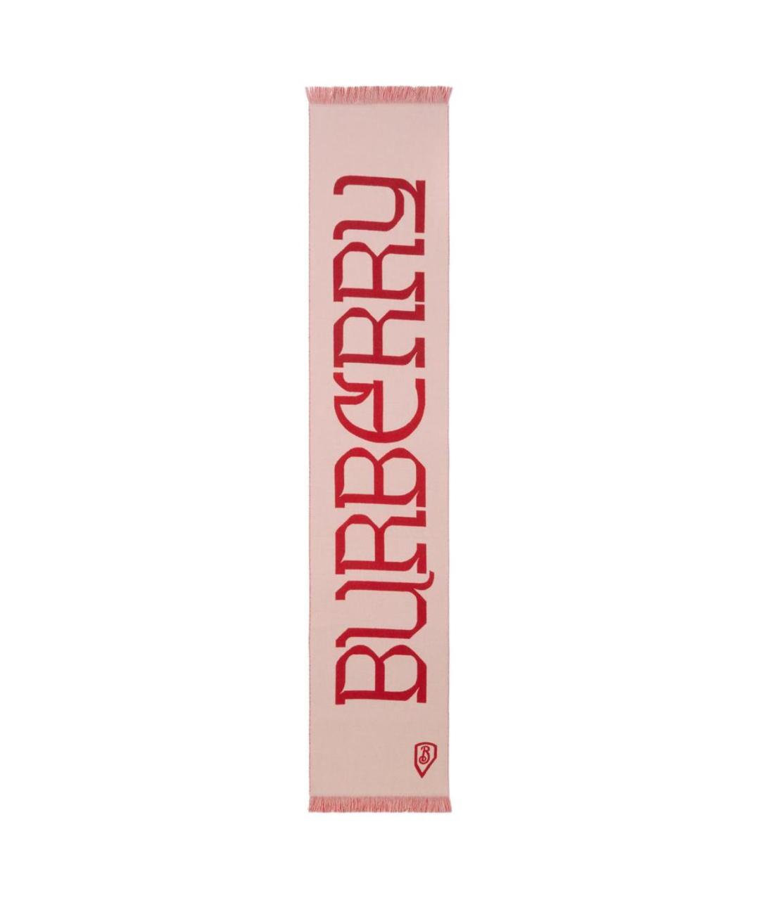 BURBERRY Розовый шерстяной шарф, фото 2