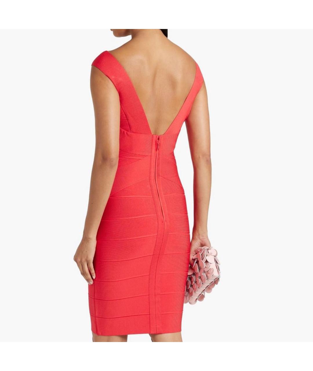 HERVE LEGER Коралловое коктейльное платье, фото 2