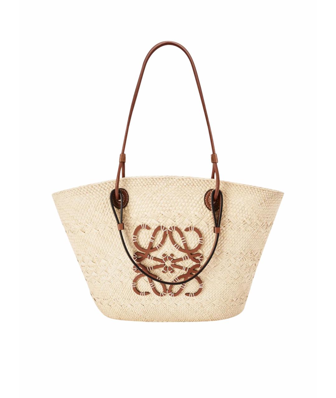 LOEWE Коричневая пелетеная пляжная сумка, фото 1