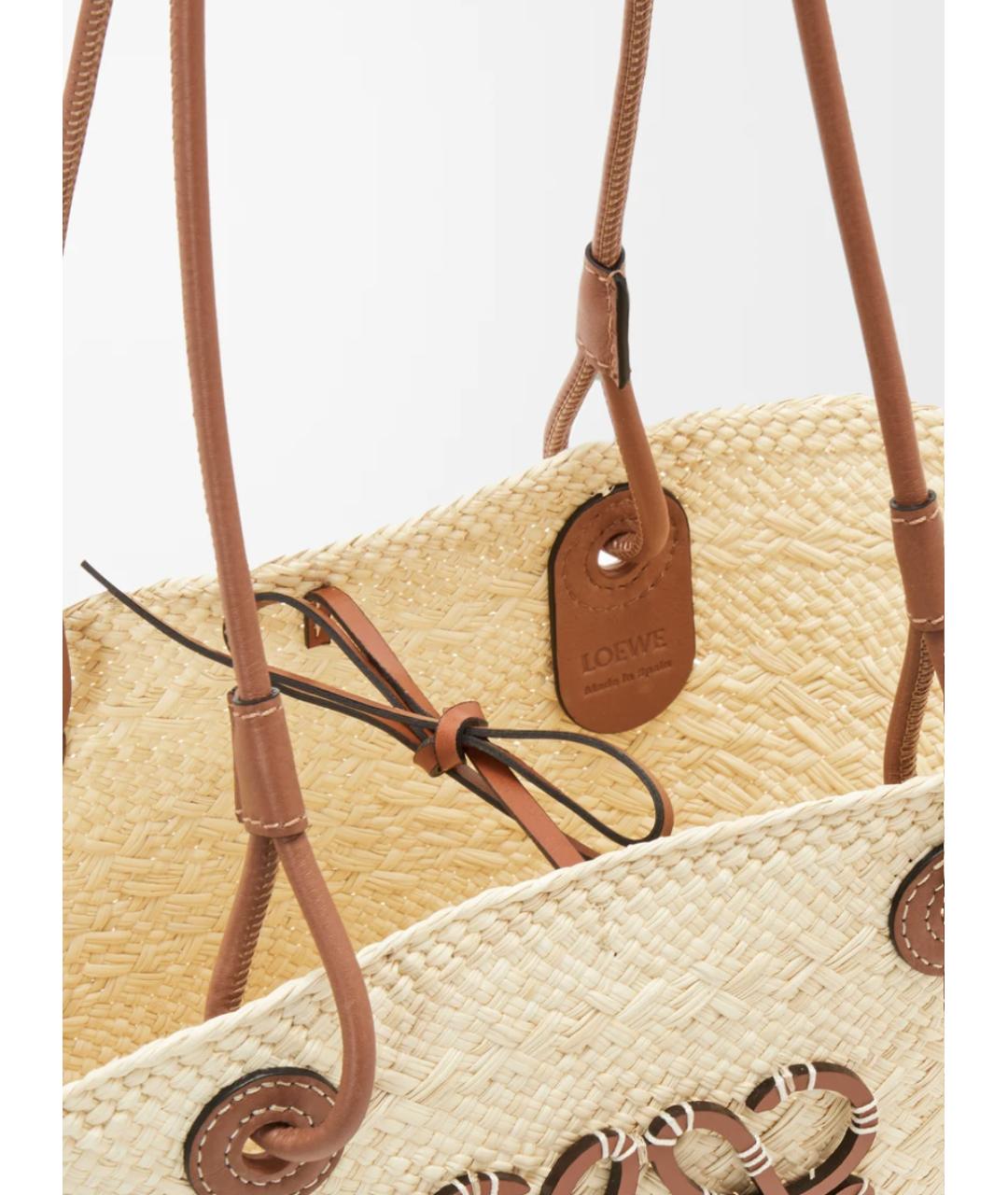 LOEWE Коричневая пелетеная пляжная сумка, фото 3