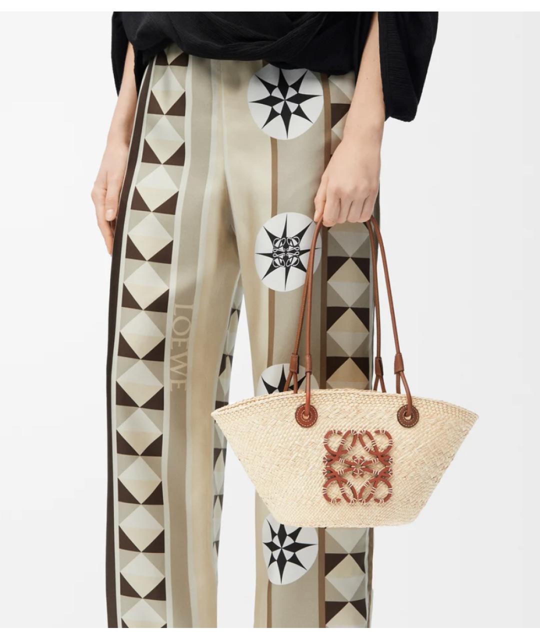 LOEWE Коричневая пелетеная пляжная сумка, фото 4