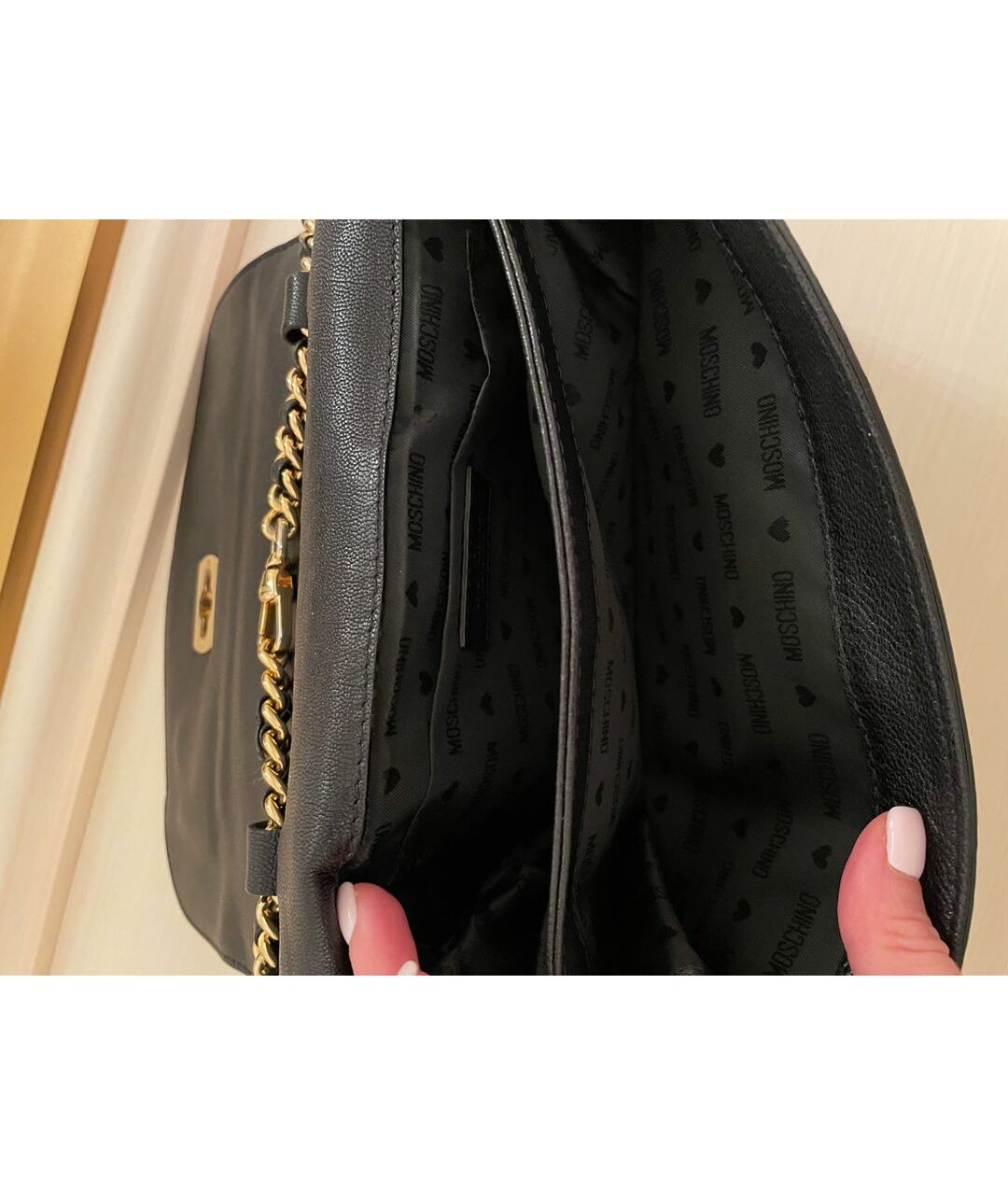 MOSCHINO Черная кожаная сумка тоут, фото 4