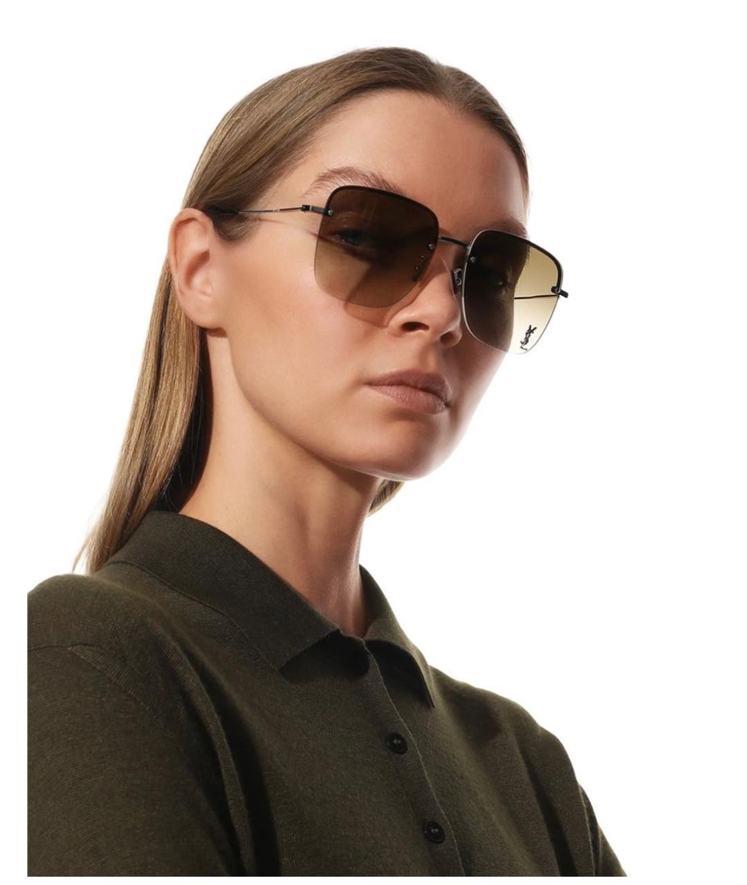 SAINT LAURENT Золотые солнцезащитные очки, фото 4