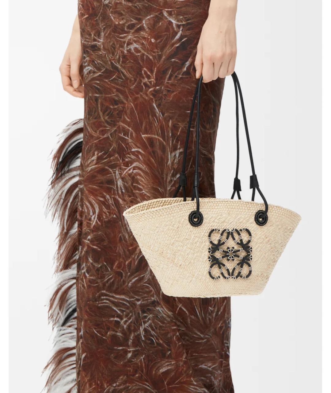 LOEWE Черная пелетеная пляжная сумка, фото 3