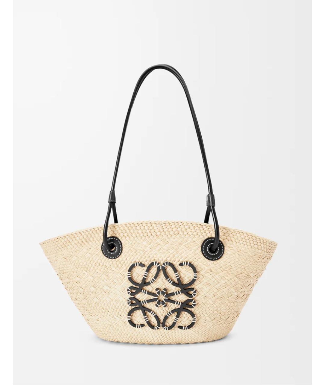 LOEWE Черная пелетеная пляжная сумка, фото 4