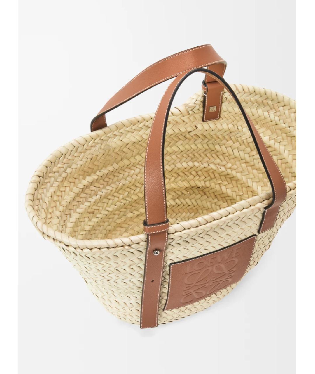 LOEWE Коричневая пелетеная пляжная сумка, фото 3