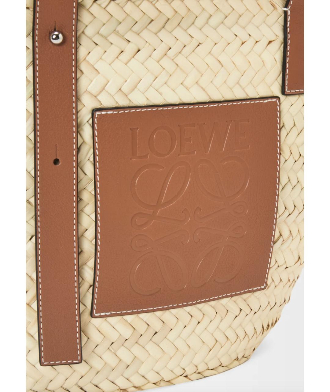 LOEWE Коричневая пелетеная пляжная сумка, фото 4