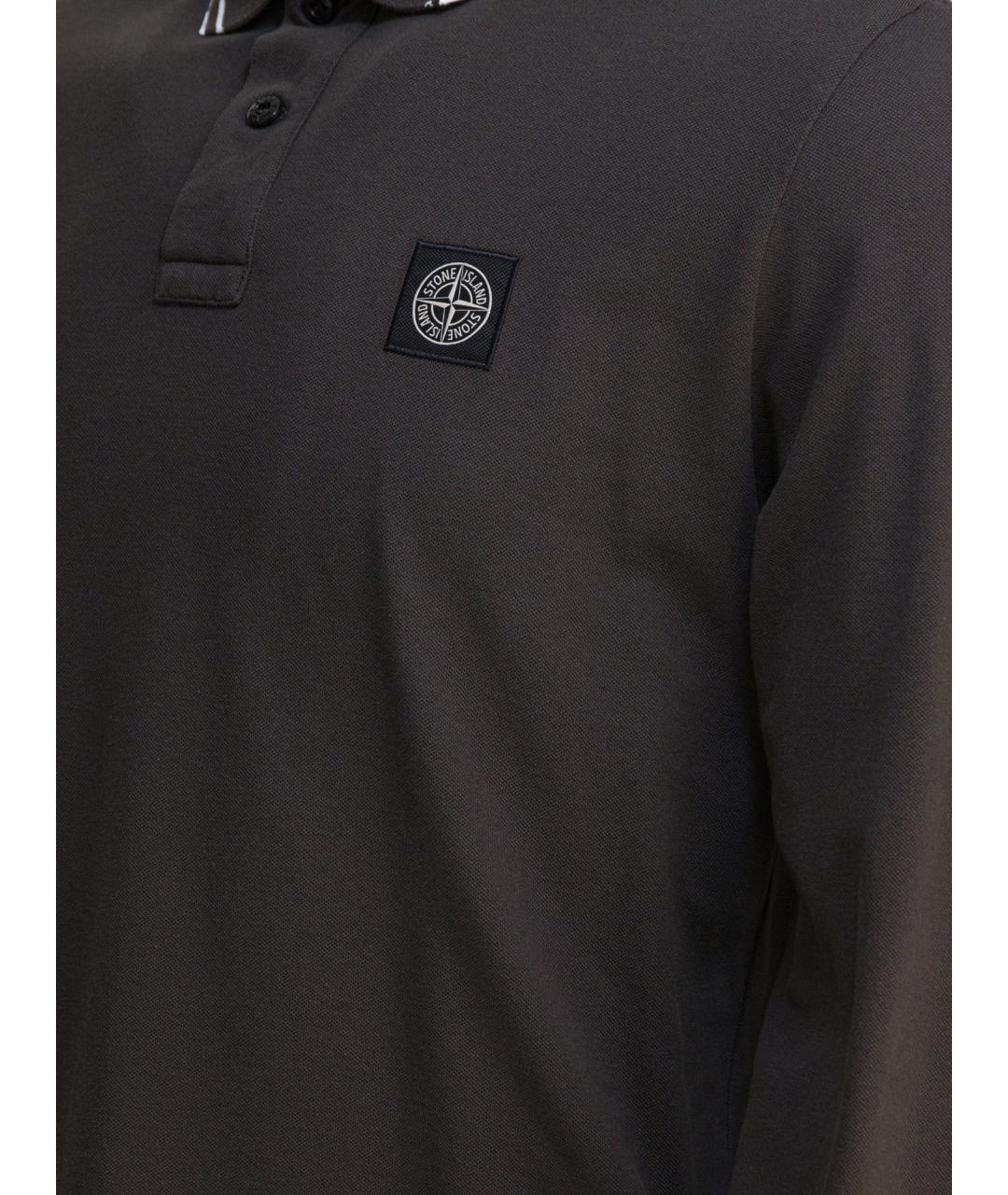 STONE ISLAND Хаки хлопковое поло с длинным рукавом, фото 4