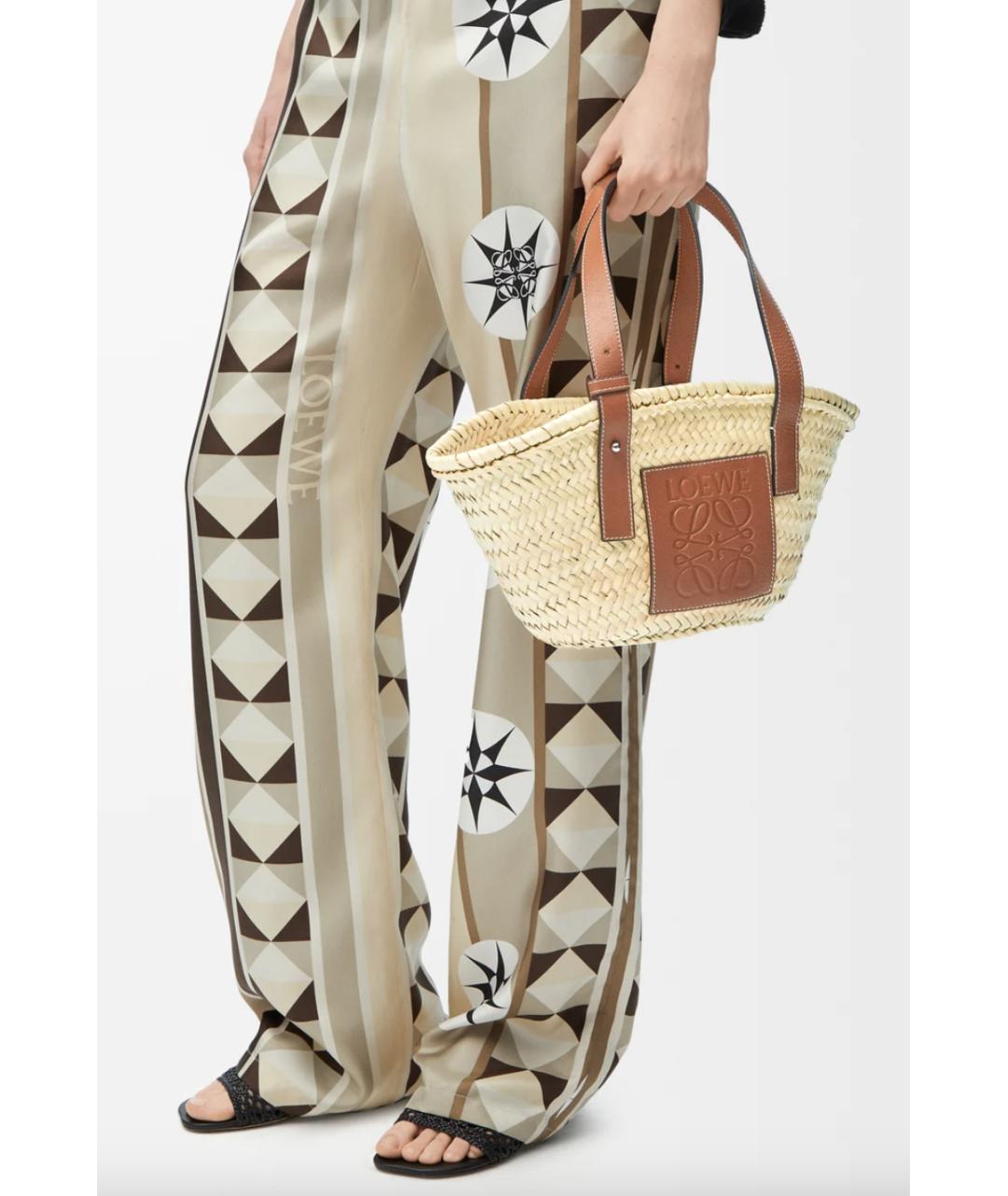 LOEWE Коричневая пелетеная пляжная сумка, фото 4