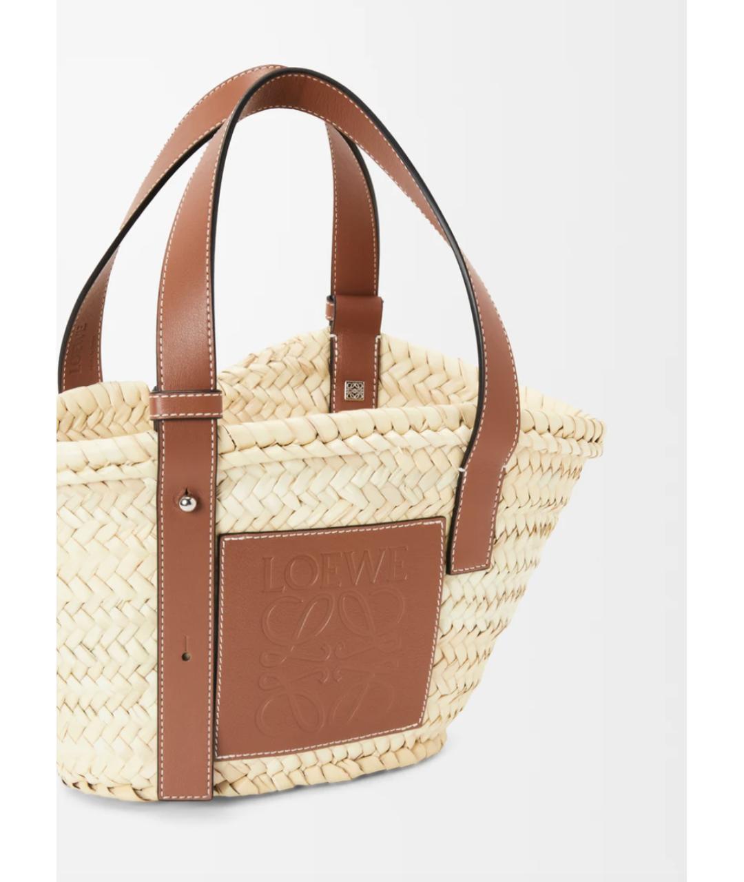 LOEWE Коричневая пелетеная пляжная сумка, фото 3