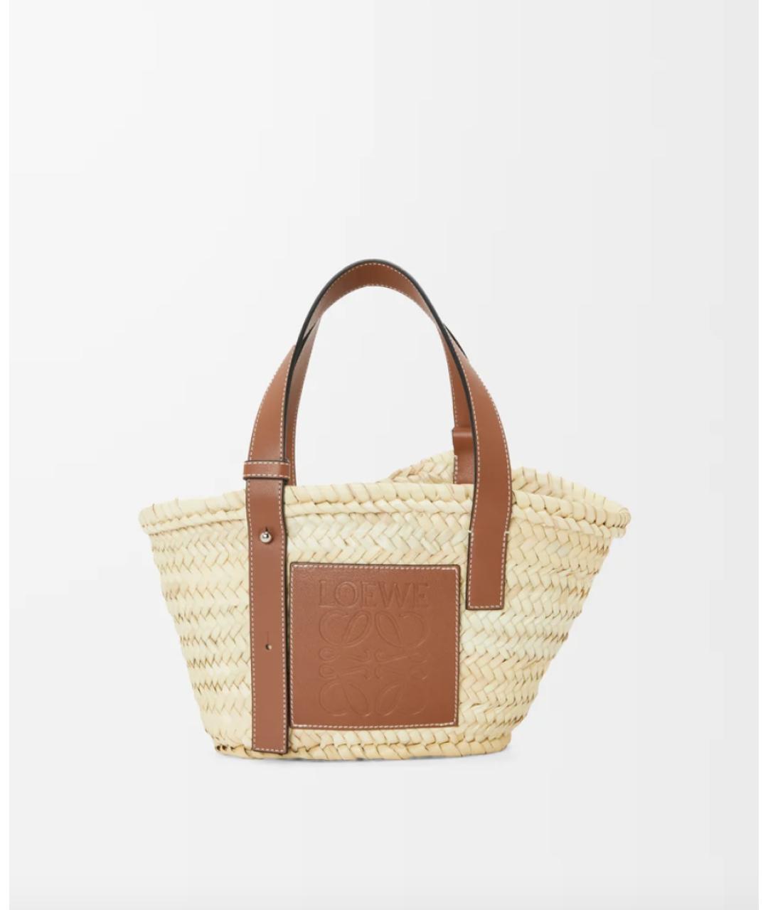 LOEWE Коричневая пелетеная пляжная сумка, фото 5